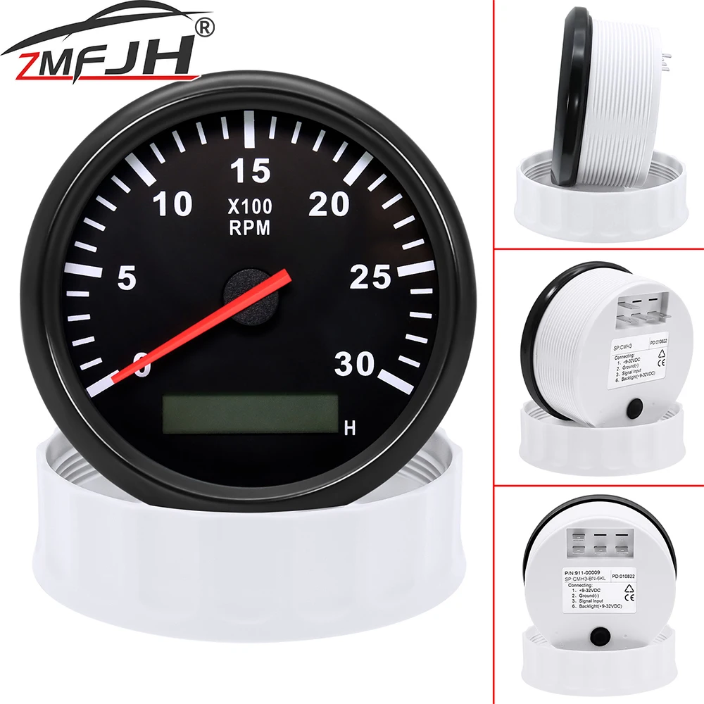 

85mm Digital Tachometer 3000/4000/6000/8000 RPM Gauge With Hour Meter For Marine Boat Car Tacho Meter With Red Backlight