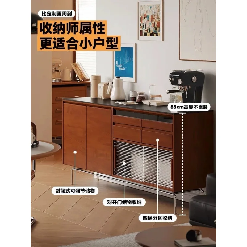 Medieval dining side cabinet storage cabinet solid wood home master bedroom locker integrated tea cabinet wine cabinet