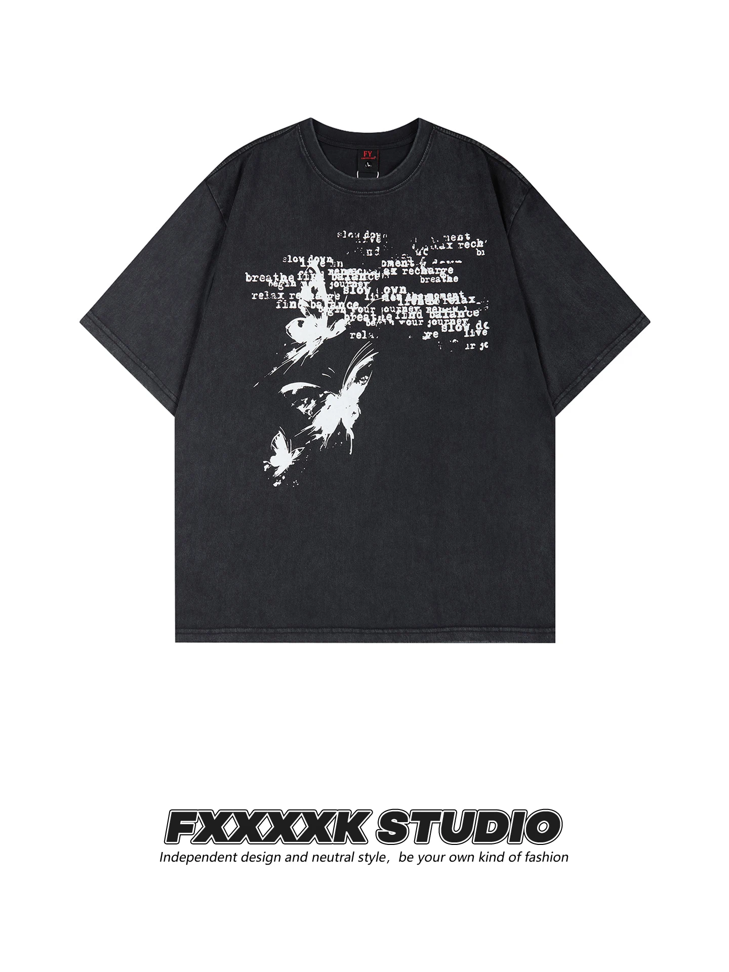 

Оригинальная футболка FXK в уличном стиле с высокой талией, выцветшим буквенным принтом, свободного кроя, с коротким рукавом, из хлопка, в винтажном стиле