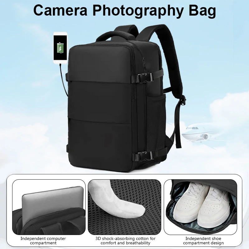 Outdoor Sports Photography and Videography Bags Travel Backpack Men Business Backpack Expandable Camera Photography Bag