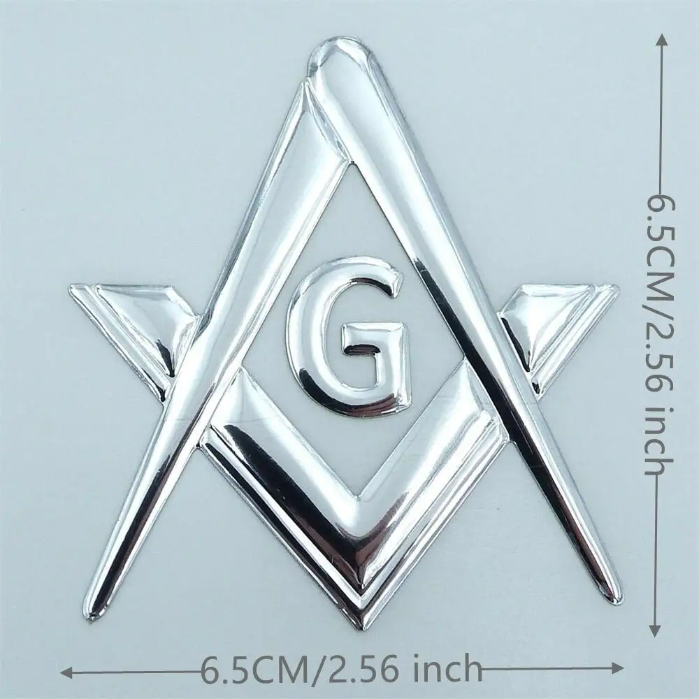 Mason Masonic Chrome Silver Decal Emblem 3D Sticker for Car Motorcycle Truck SUV Bike 2.5' Flexible