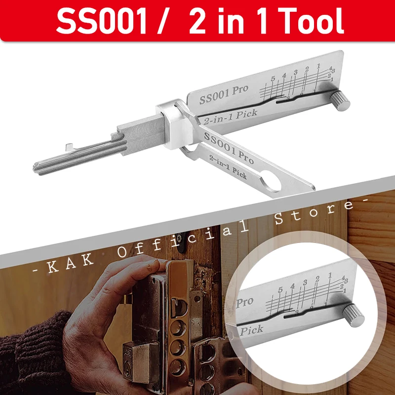 SS001 Stainless Steel Key Decoder 2 In 1 Precision Hook & Pick Set Lock Decoder O-ring Pickup Kit Maintenance Repair Hand Tools