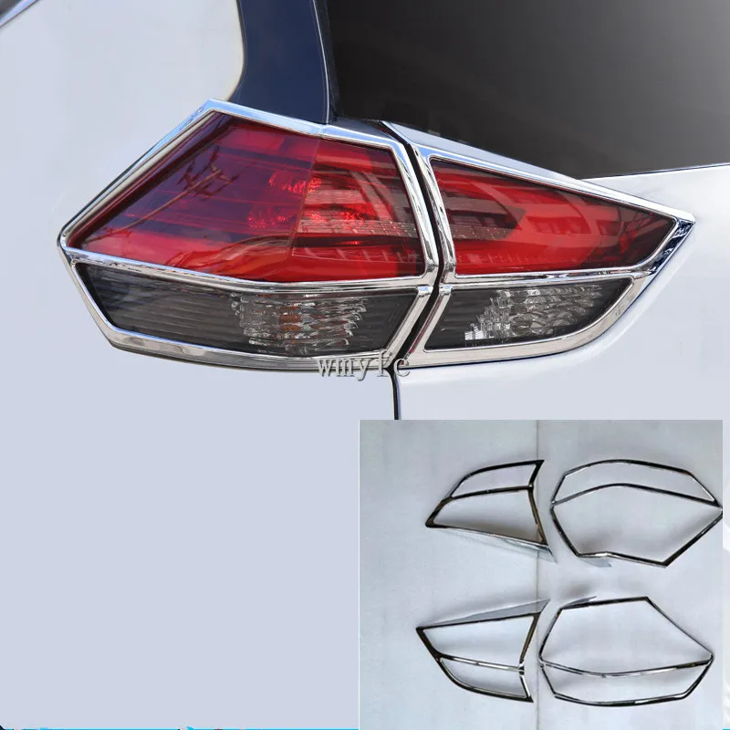 For Nissan X-Trail XTrail T32/Rogue 2017 2018 2019 car Rear tail back Light lamp detector frame stick chrome ABS cover trim 4pcs