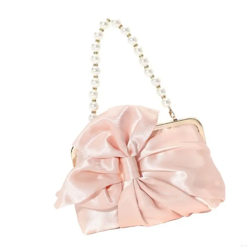 

Women Bag Sweet Bows Clutch Bag Pearls Handle Evening Handbag Trend Clutch Purse 20CA