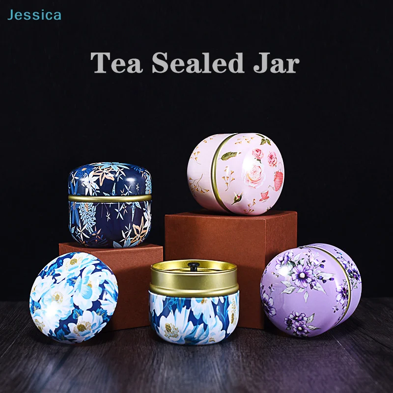 ♥ Blumenmuster Versiegelte Teedose - Luftdichte Metall-Aufbewahrungsdosen für Losen Tee, Gewürze, Snacks (Verschiedene Designs)