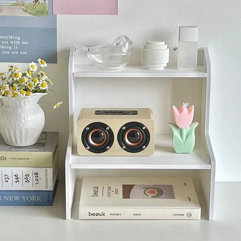 2-Tier Desktop Organizer Shelf Double Layer Storage Rack Multi-Functional Desk Accessories Makeup Cosmetic Holder Space Saving Stationery Stand for Student Dormitory Home Office Table Workspace Organization view 5