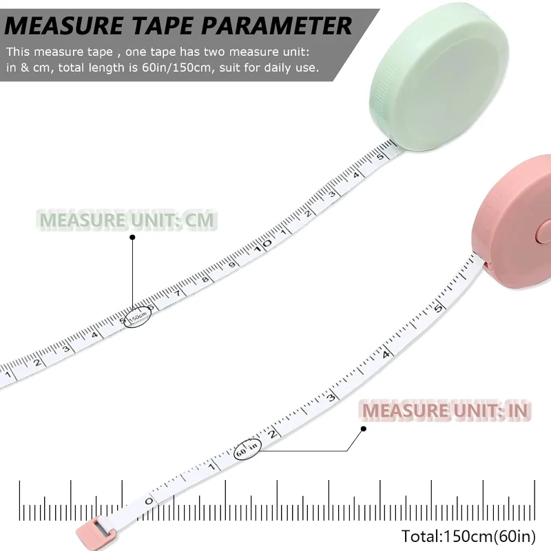 Solid Color Double Sided Retractable Tape Measure for Tailor Sewing Accessories for Dressmaking Measuring Tape Fabric Waist