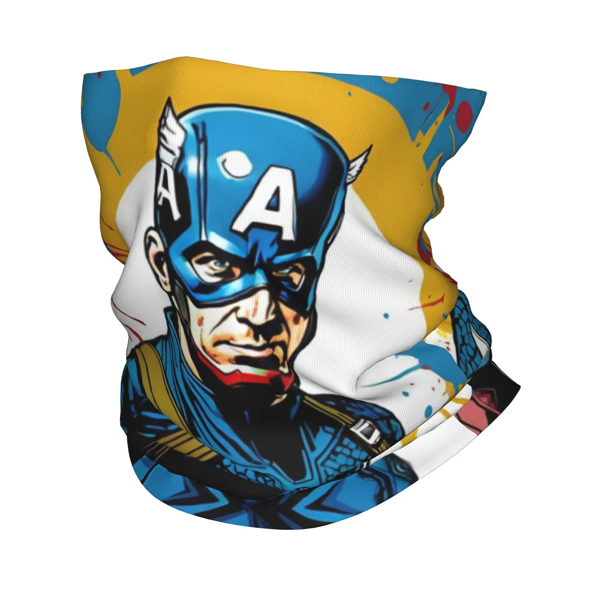 Custom Captain America Colorful Graffiti   Bandana Neck Warmer Men Women Winter Ski Tube Scarf Gaiter Anime Cartoon Face Cover