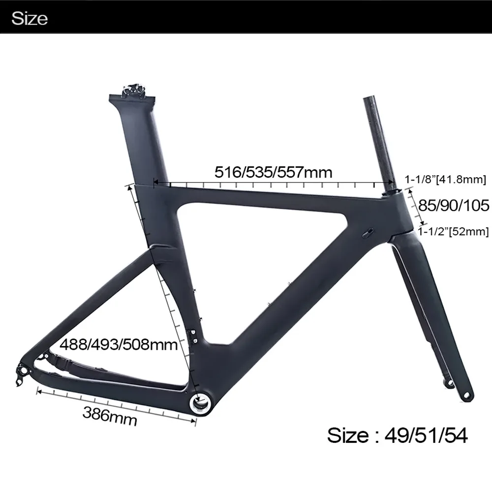 Factory Sale Cheap racing road bicycle T800 carbon frame BSA68 (DI2 compatible) disc carbon road bicycle frame 49/51/54/57CM