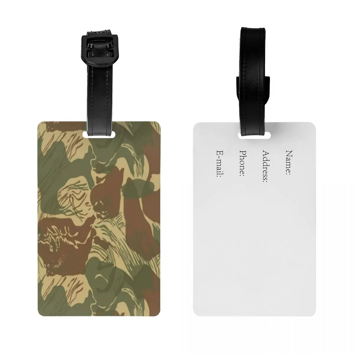 Rhodesian Brushstroke Camo Luggage Tag for Suitcases Fashion Rhodesia War Camo Military Army Baggage Tags Privacy Cover ID Label