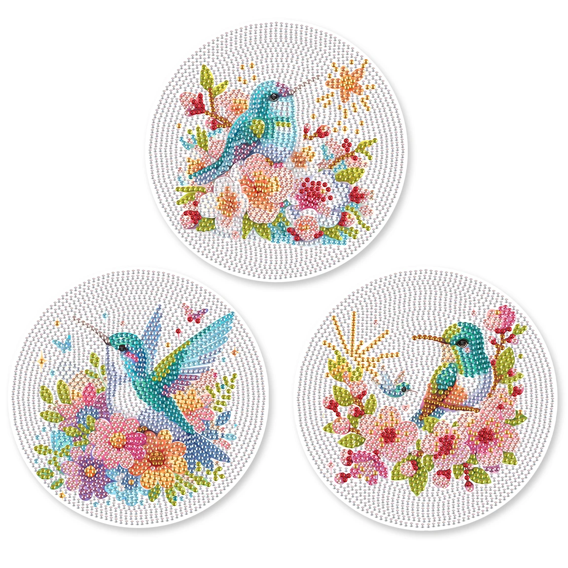 Manteles Individuales con pintura de arte de diamante, manteles individuales antideslizantes resistentes al calor, Kit de pintura de arte de diamante para regalo de Año Nuevo, 3 uds.