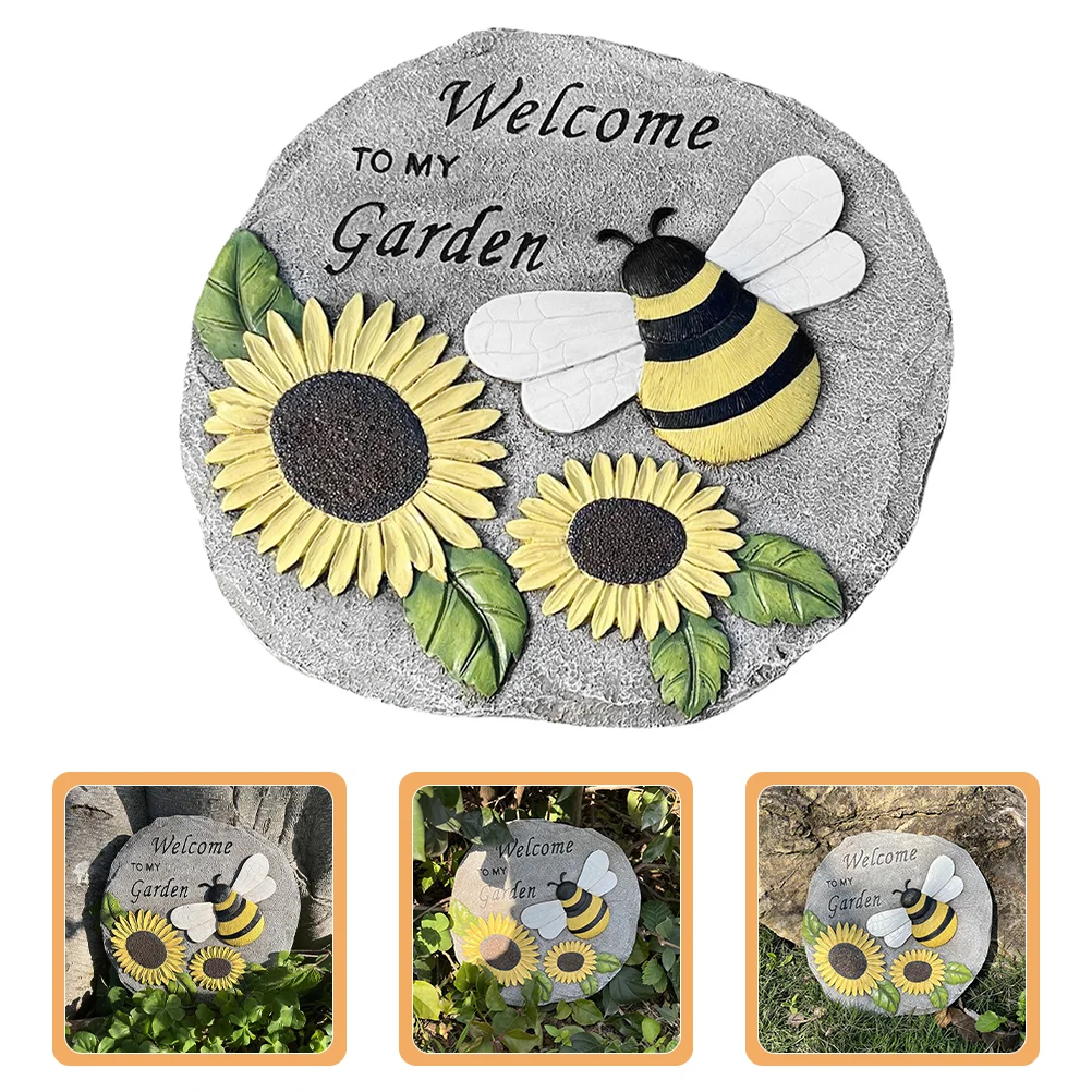 

Garden Decorative Paver Stone Walkway Stepping Stone Decorative Sunflower Bee Pattern Foot Stepping Stone