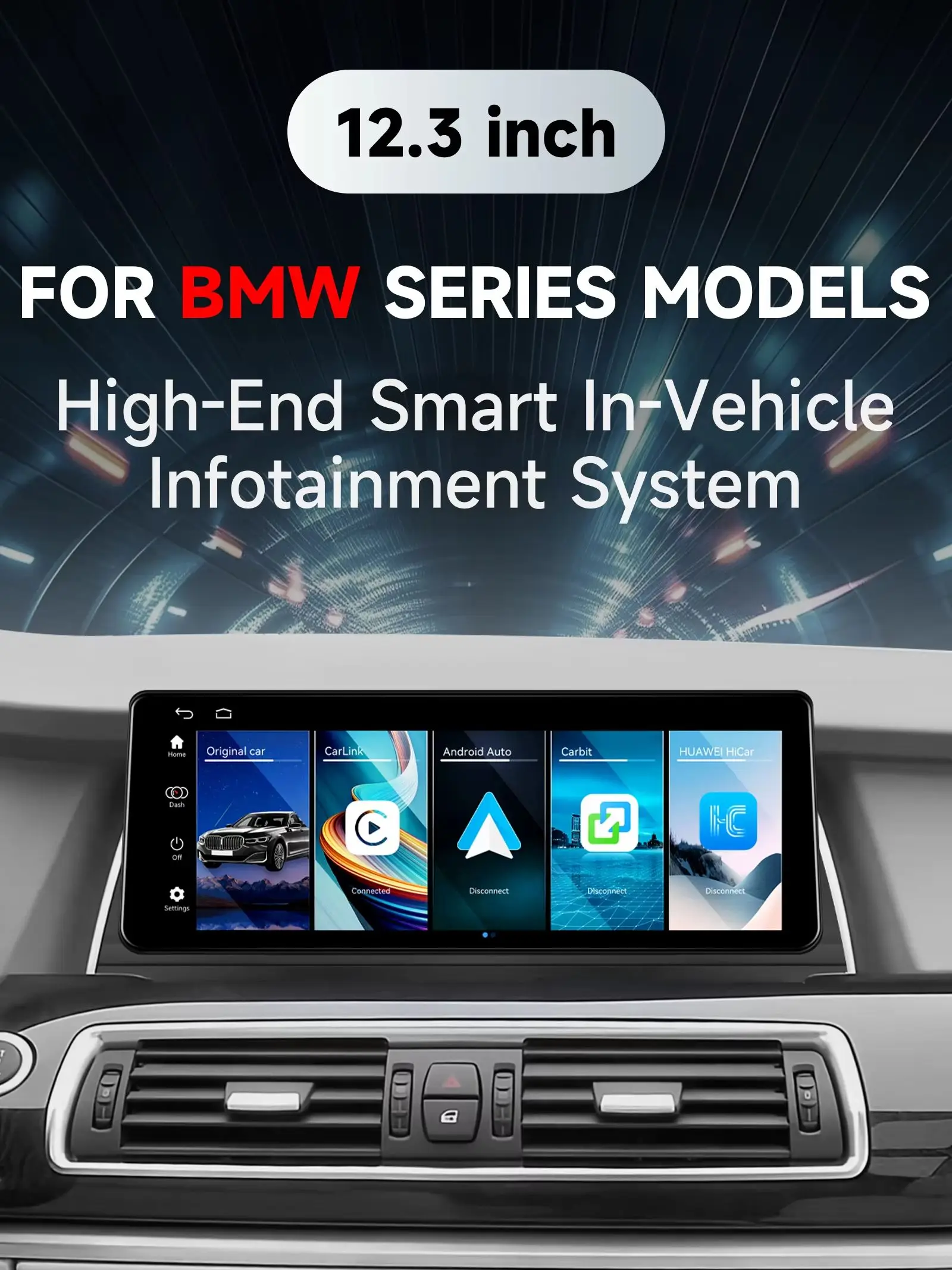 Hizpo Linux 5.4 System 12,3 Zoll Auto-Multimedia-Player für BMW 5er Serie F10 F11 F12 2010-2013 CIC-System Intelligenter Bildschirm für kabelloses Apple Carplay Android Auto Radio GPS-Navigation