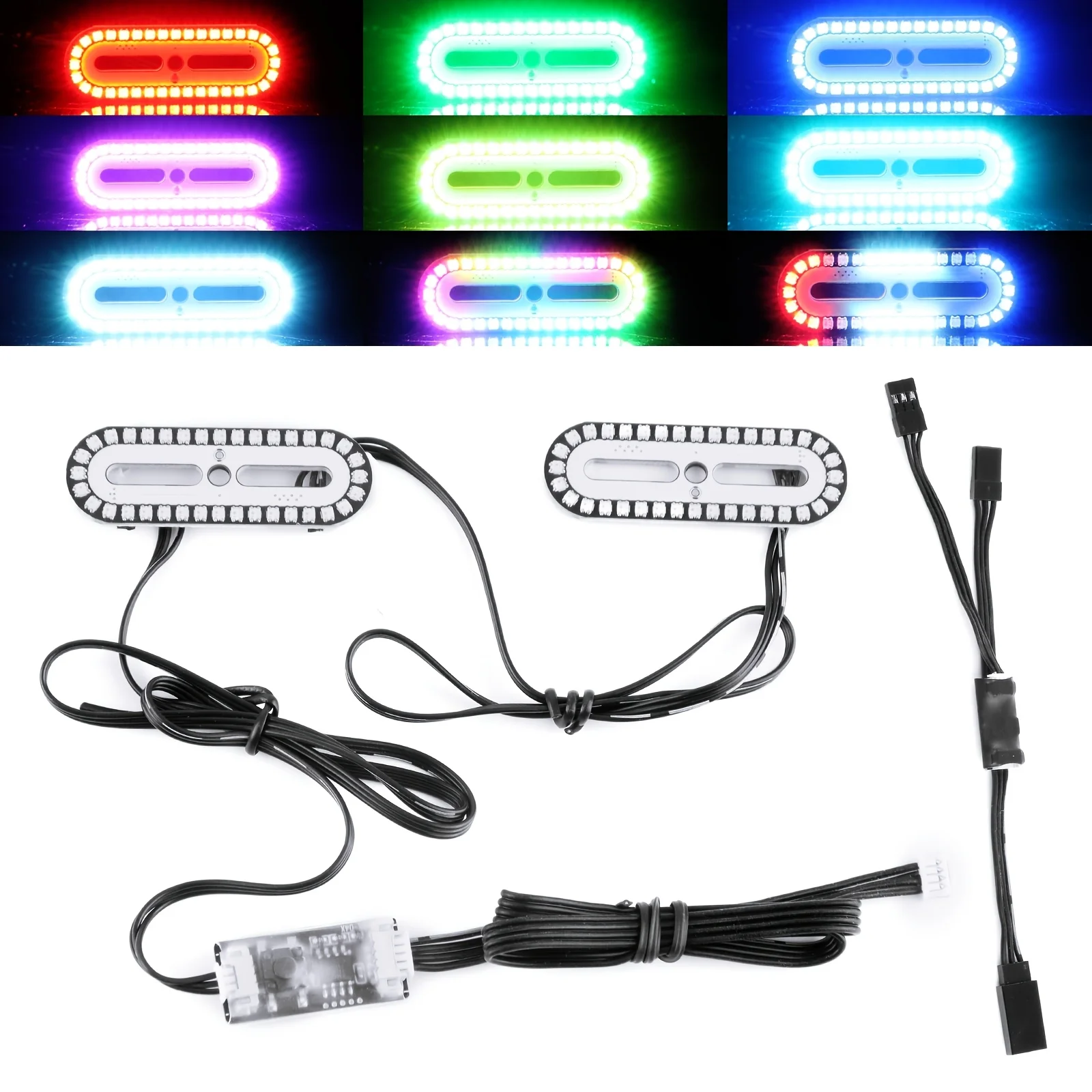 EPINON RC LED Light Bar Roof Lamp Headlight Tail Light Bumper Light Police Lights Kit for Traxxas Axial Losi HPI Redcat RC Truck Crawler Universal Parts (36 LEDs)