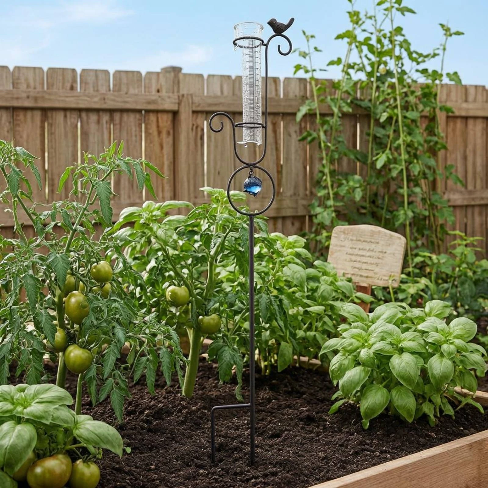 Pluviomètre à piquet métallique pour extérieur, jauge de précipitation de jardin facile à lire