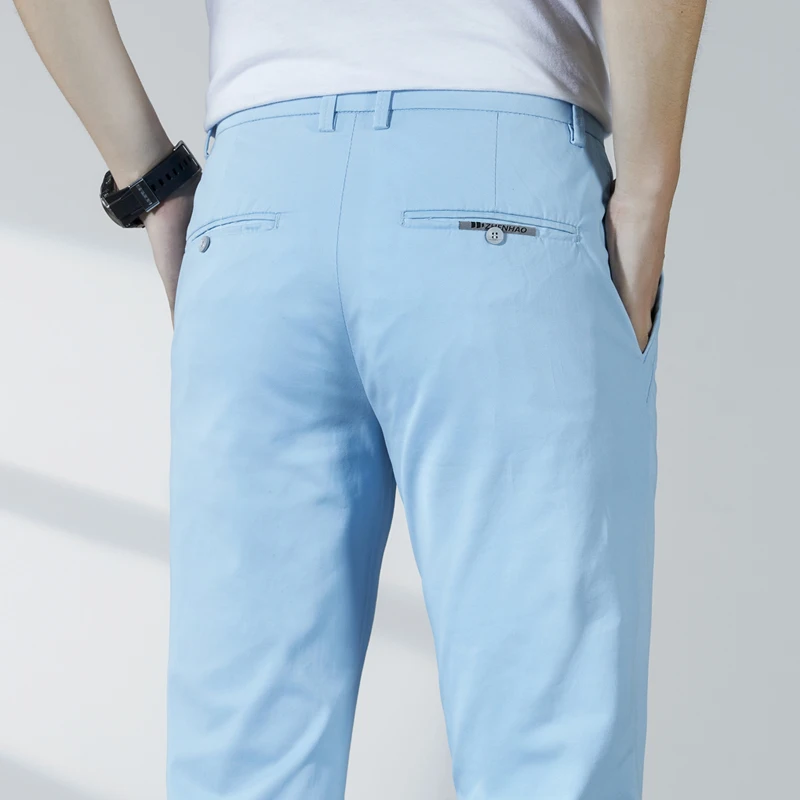 

4 цвета, 98% хлопок, повседневные мужские брюки, высококачественные роскошные деловые классические модные эластичные прямые тонкие деловые брюки для костюма