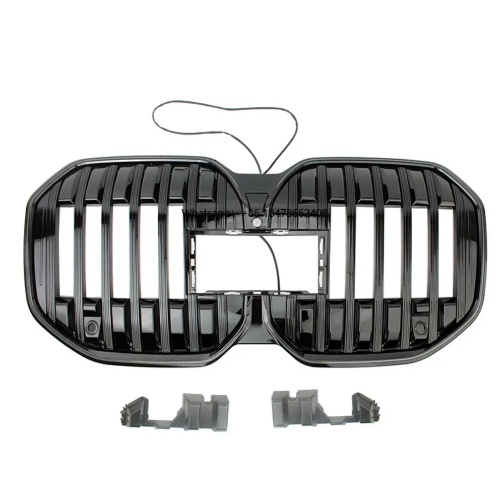 

7 Series G70 2024 2025 Single Line Gloss Black LED Upgrade Grilles LCI Car Front Kidney Bumper ABS Front Bumper
