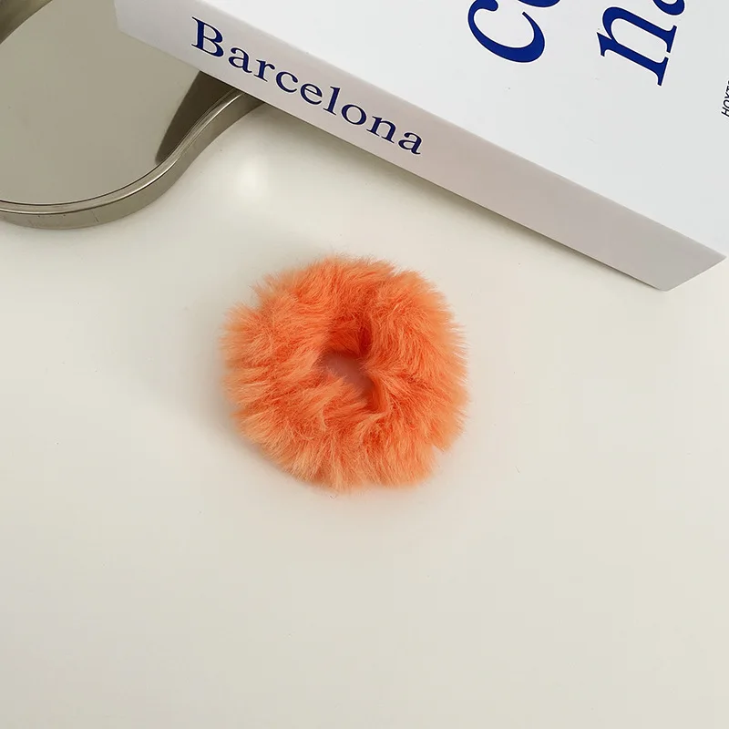 Mädchen Süße Nachahmung Kaninchen Pelz Kaninchen Ohren Elastische Haar Bands Frauen Pelz Flauschigen Haar Ringe Plüsch Scrunchies Haar Zubehör – Detail 24