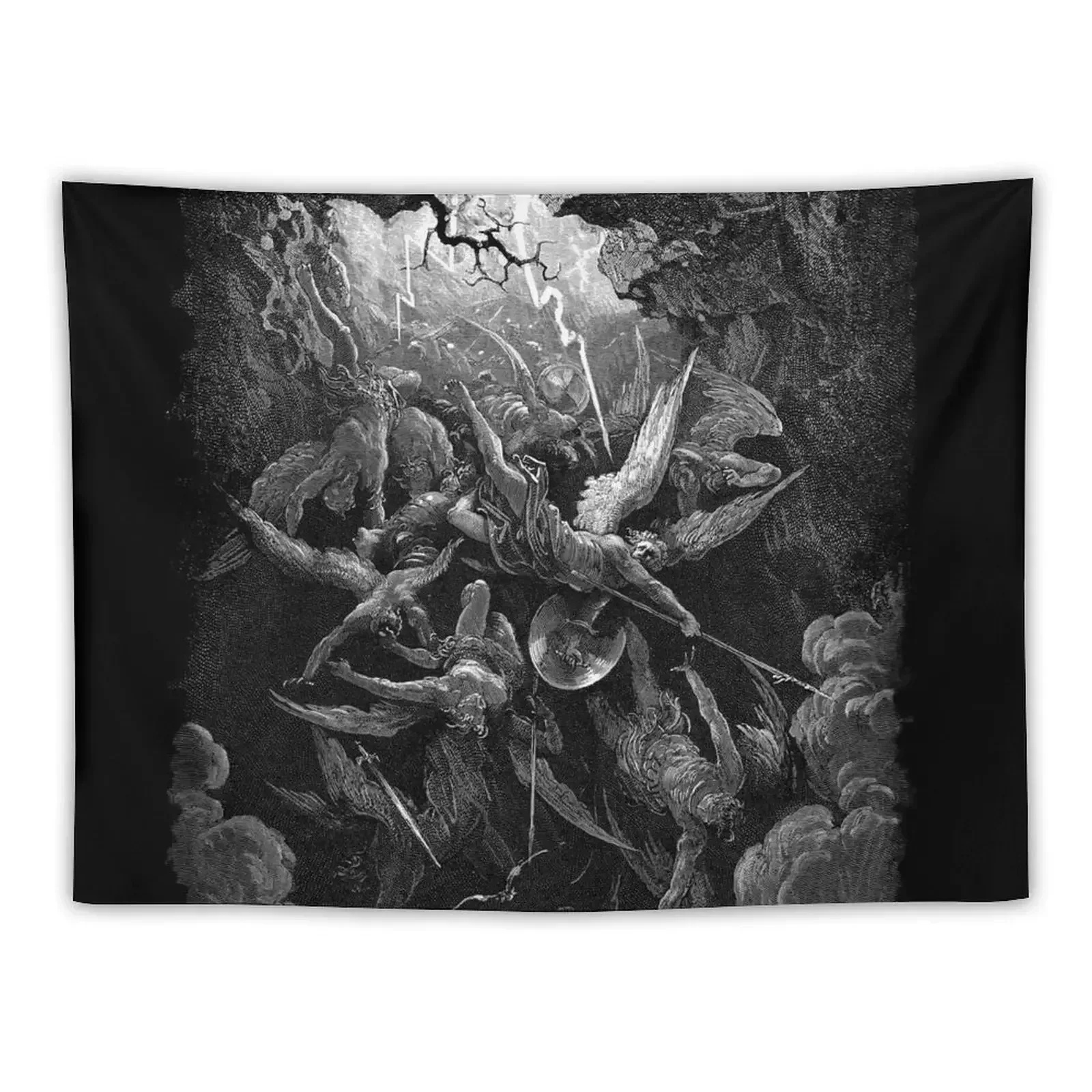 

Lithograph - Gustave Doré - Paradise Lost - The Mouth of Hell John Milton Tapestry Room Decor Aesthetic Wall Decor Tapestry