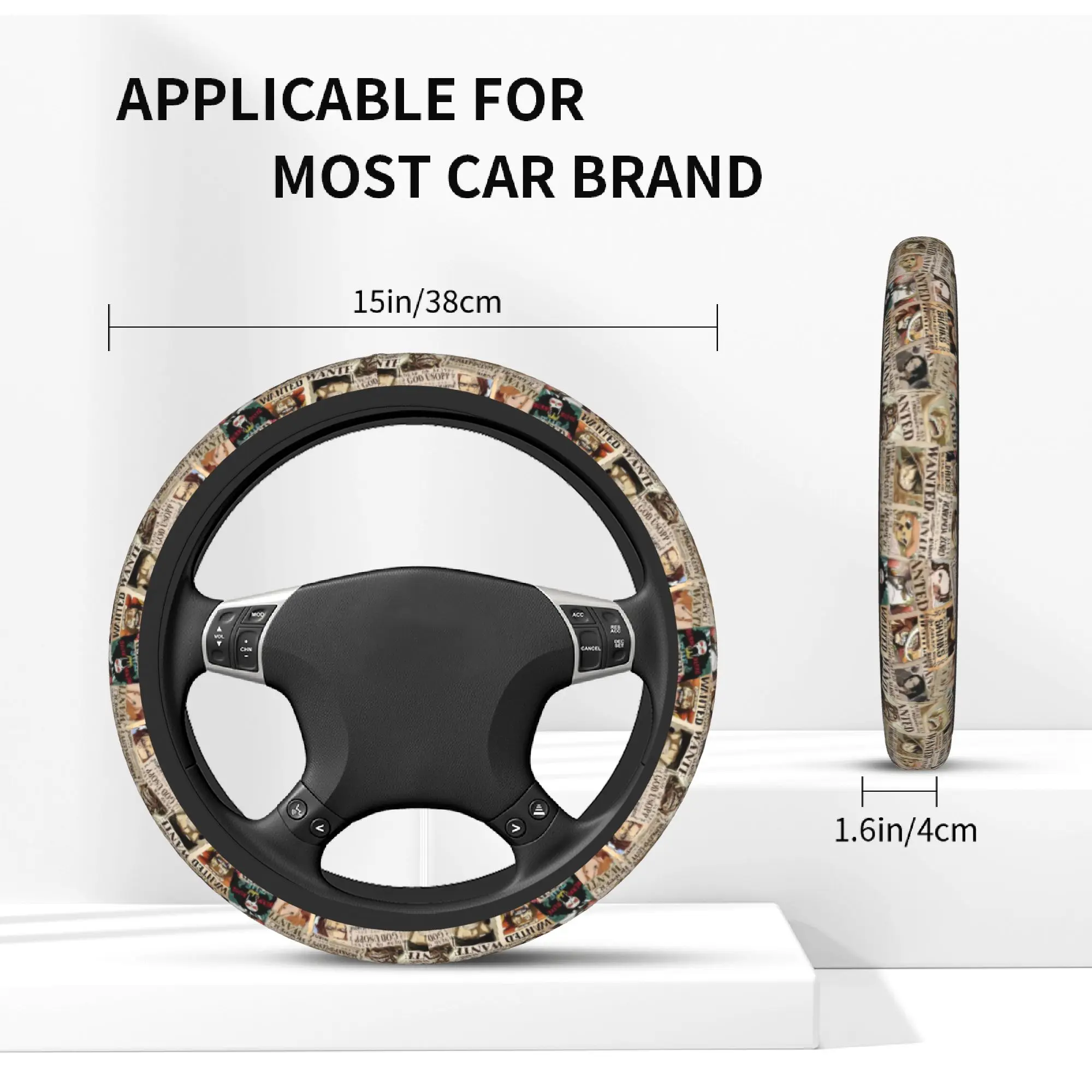 Japanese Anime Car Steering Wheel Cover One Piece Pieces Japan Manga Auto Steering Wheel Protector Car-styling Car Accessories - view 5