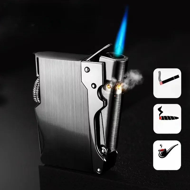 

Мощная мощная турбина, ветрозащитная струя, синее пламя, бутановая газовая горелка, зажигалка, механическая нажимная связь, зажигалка для сигар