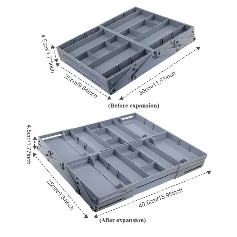 Organizador de cajones de 2/3 niveles, bandeja de almacenamiento expandible, organizador de joyas, contenedor divisor ajustable y plegable