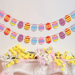 Easter Decorations Colorful Easter Egg Garland Kit Happy Easter Party Decorations Hanging Easter Egg Paper Cutout for Easter