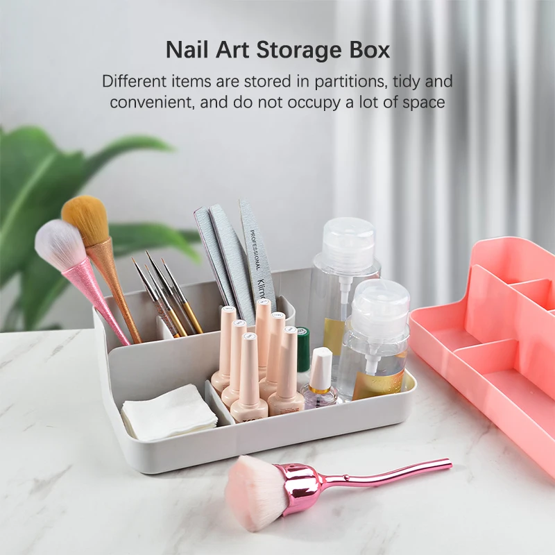 Nail Art Plastic Organizer Container Gel Polish Remover Cleaning Cotton Pad Swab Box Storage Case Accessories Tool Clean Desktop