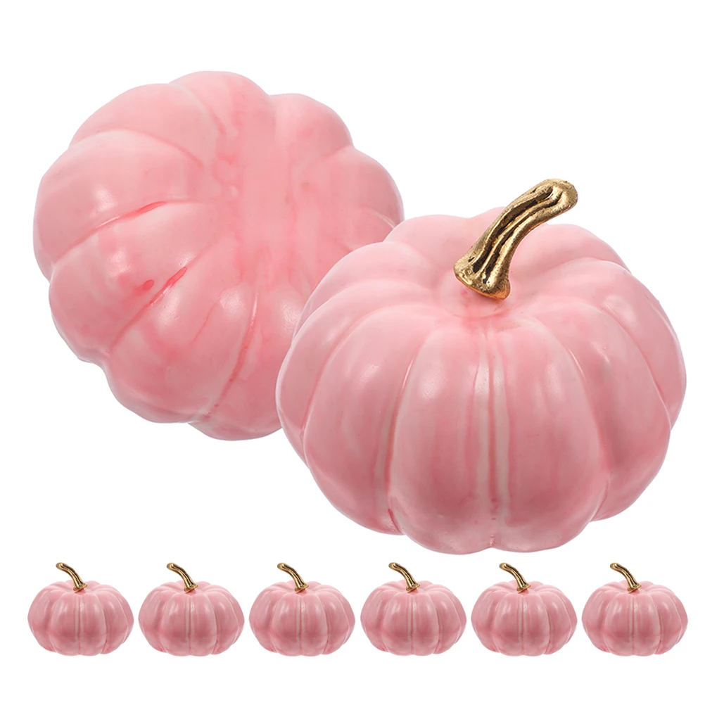 Halloween Simulation Colorful Fake Model for Party Decoration Pumpkin Statue Ornaments Halloween Photograph Props 8pcs/pack pink