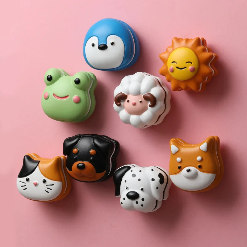 

Cartoon Refrigerator Magnet Animal Macaron Refrigerator Decoration Magnet Sticker Magnet Resin 3D Cat and Dog Magnetic Sticker