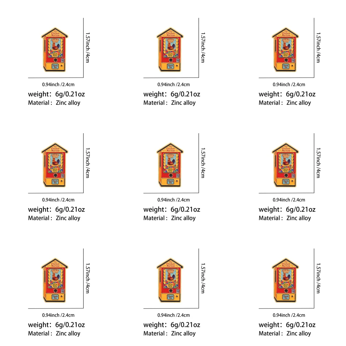 9 Stück Die Hühnermaschine Emaille-Anstecknadel Glücks-Eier Anstecknadel Retro-Spiel Metall-Brosche für Rucksack Jacke Kleidung Dekoration Geschenk – Detail 1