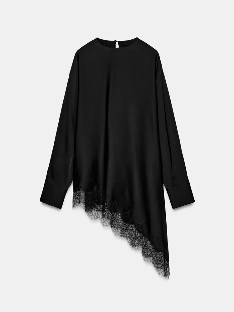 Ele round Ne Long Sve Lace irt غير متماثل غير رسمي وصل حديثًا للنساء شتاء Faion عالي الجودة Sle 966300 800