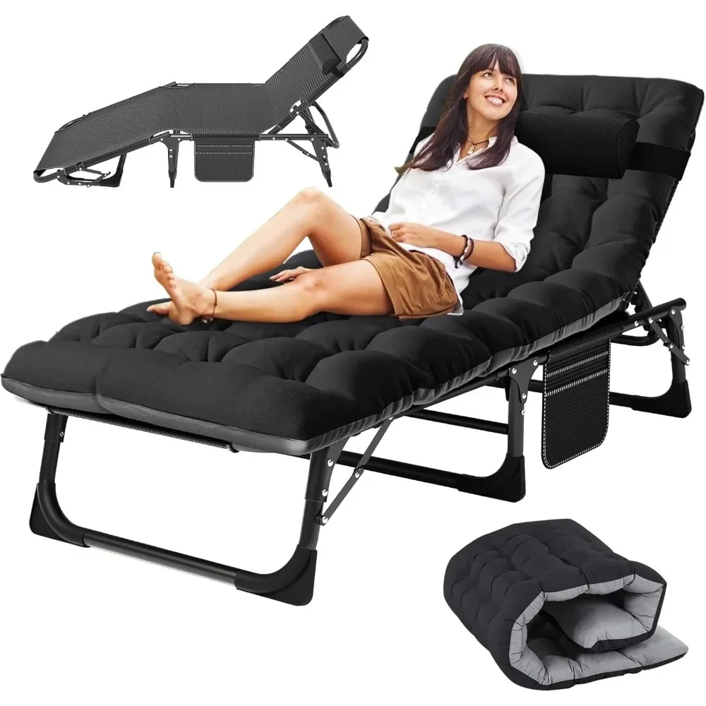 

Sleeping Cots for Adults, 5-Position Folding Chaise Lounge Chairs Outdoor, Portable Folding Bed Cot Lounge Chair for Beach