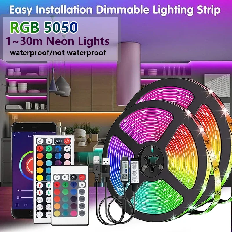 5V Usb Led Strip Light 5050 Rgb Led Tape Bluetooth Wifi App Remote Control Led Room Light 1-20M Backlight Ribbon Lighting Lamp