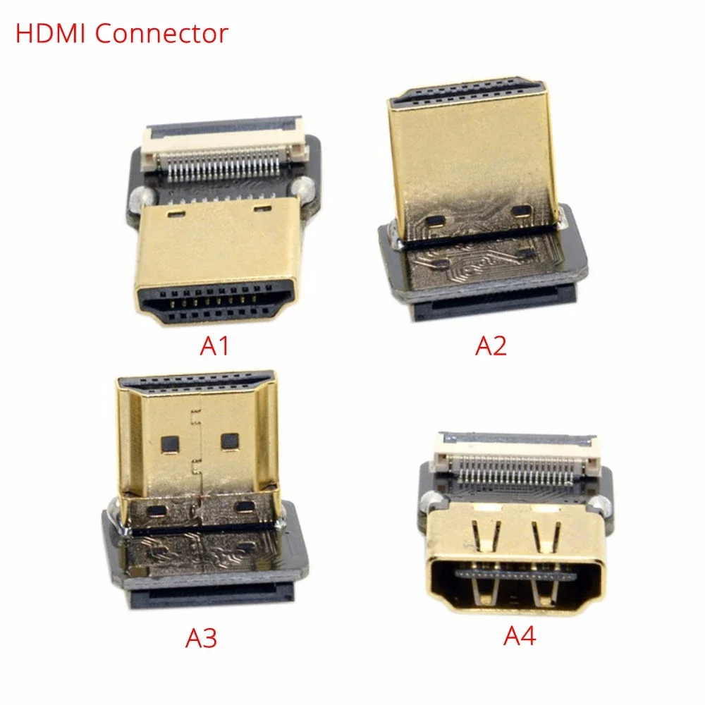 HDMI-compatible FPV HDMI Flat Ribbon Cable UP/Down Angle 90 Degree Flexible 20pin Plug HDMI Raspberry Pi 4