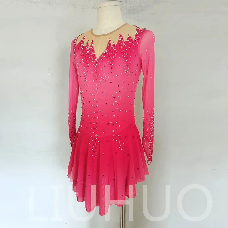 LIUHUO Ice Figure Skating Dress Girls Women Teens Stretchy Spandex Competition Wholesale