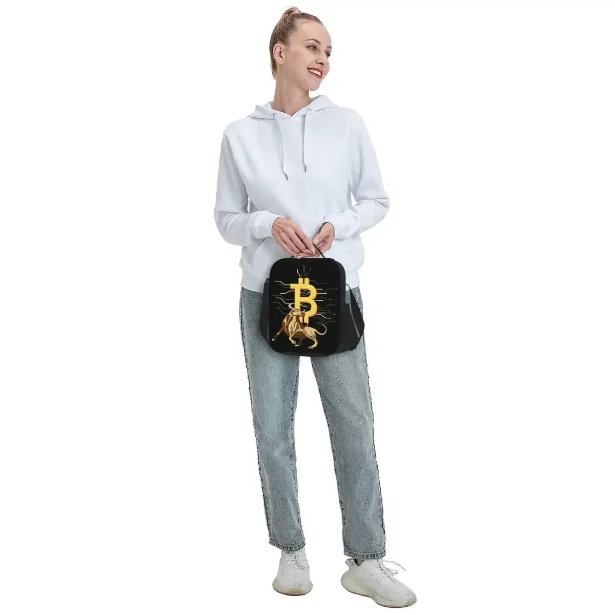 Bitcoin Bull borse per il pranzo con isolamento termico BTC Crypto Currency Tote portatile per la conservazione dei viaggi della scuola di lavoro Bento Food Box