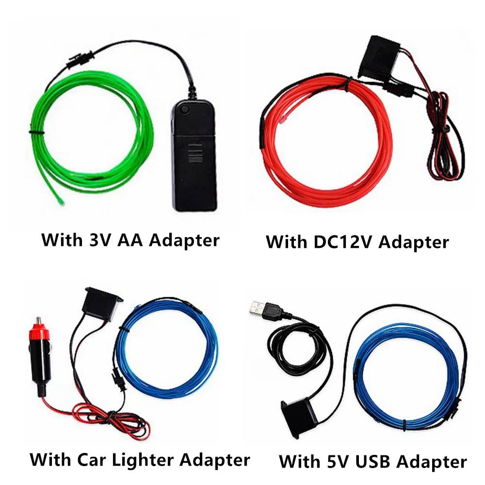 DC 3V AA Battery 5V USB 12V Power Supply Adapter Driver Controller Inverter For 1-5M  El Wire  Atmosphere Decor Flexible Neon