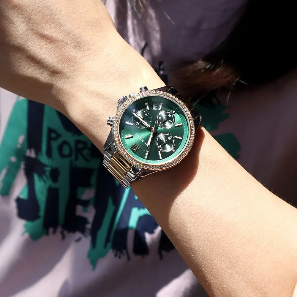 MINI FOCUS 0617L Steel Belt Quartz Women's Watch Waterproof Calendar Luminous Chronograph Watches for Women Relogios Masculino