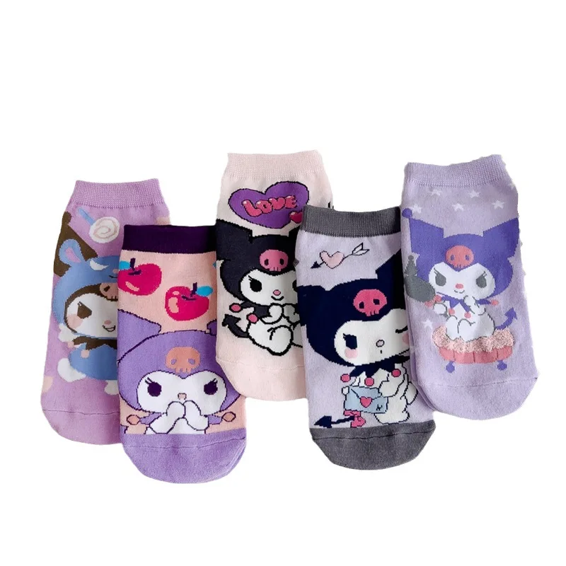 Sanrio Kuromi Socks Anime Figures Girls Toys Kawaii Ornament Fashion Socks for Women Students