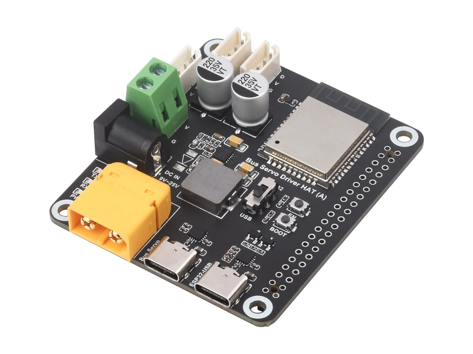 Waveshare Serial Bus Servo Driver HAT, Integrates ESP32 and Servo Control Circuit for Series Serial Bus Servos, Support 2.4GWiFi