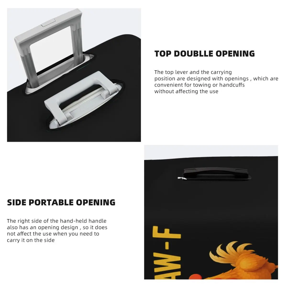 غطاء حقيبة دجاجة مضحك مخصص F Caw F أغطية حماية للأمتعة قابلة للغسل مقاس 18-32 بوصة #4