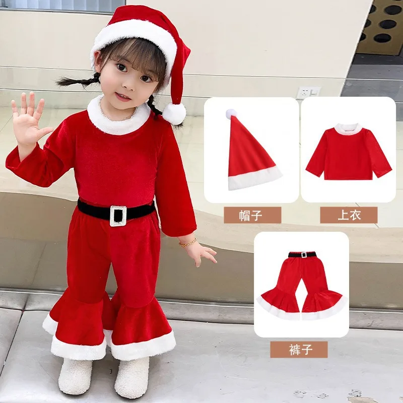 Christmas children's clothing, boys' and girls' holiday performance costumes, baby and toddler photo costumes, Santa Claus elf c