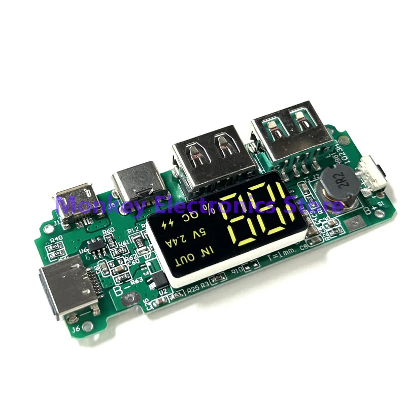 

18650 Lithium Battery Digital Display Charging Module 5V2.4A 2A 1A Dual USB Output Boost Module with Display