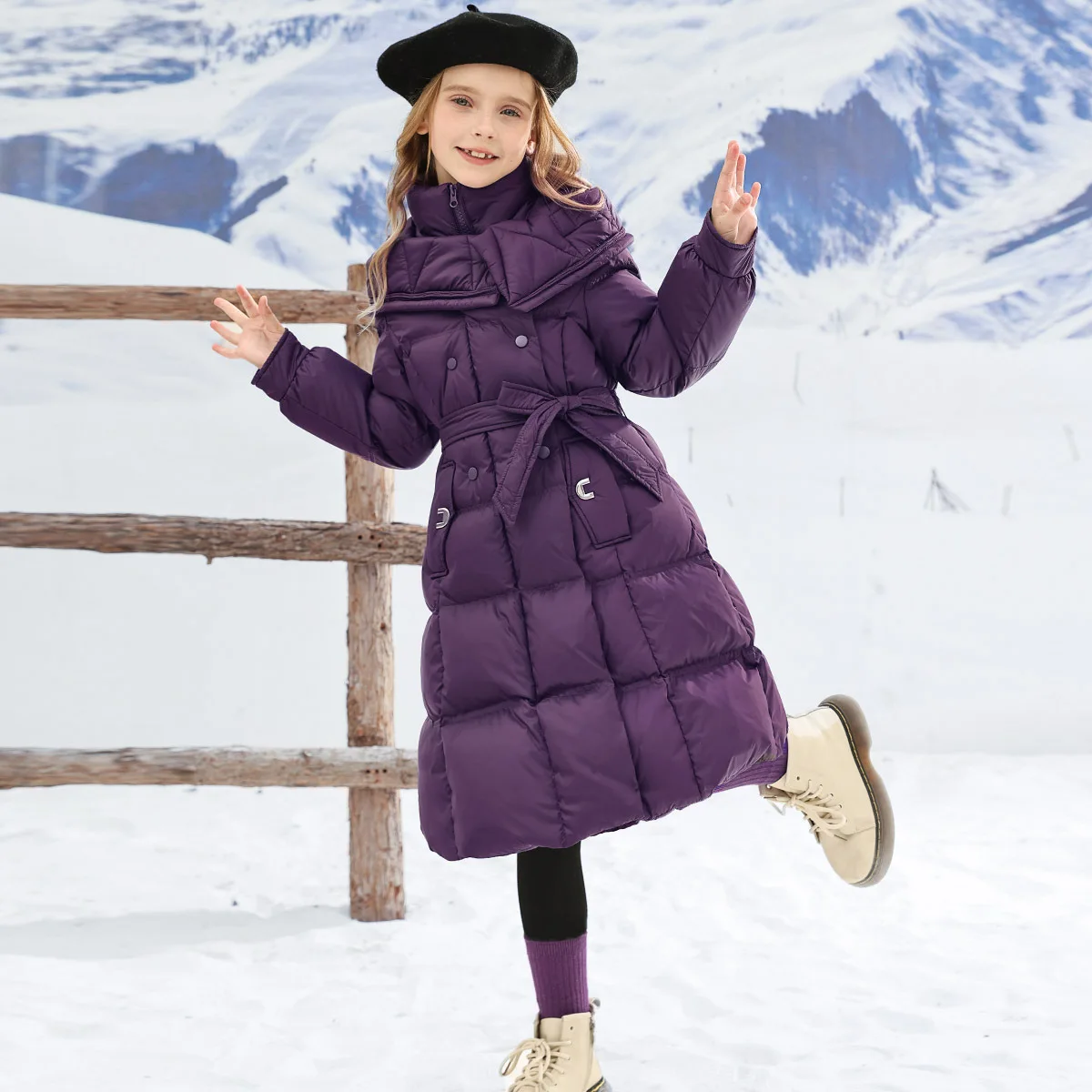 

Children's Jacket Girl Winter Purple Down Jacket Outerwear Teenagers Cotton-Padded Thicken Warm Jacket Girls Winter Clothing