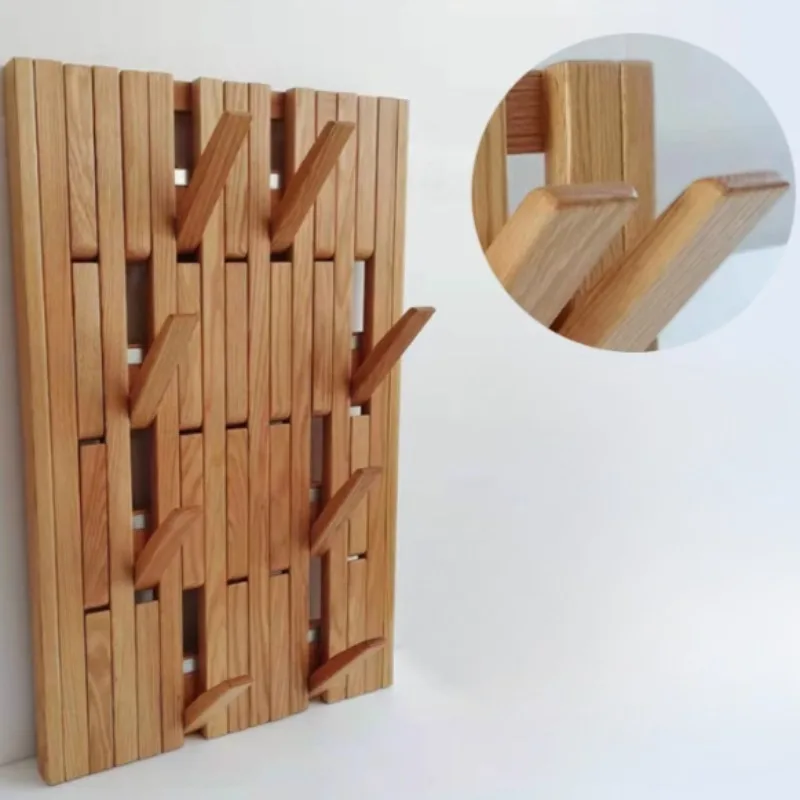 Solid Wood Wall-mounted Wall Clothes Hanging Creative Hallway Living Room Hat Rack Home Clothing Storage Hangers Organization