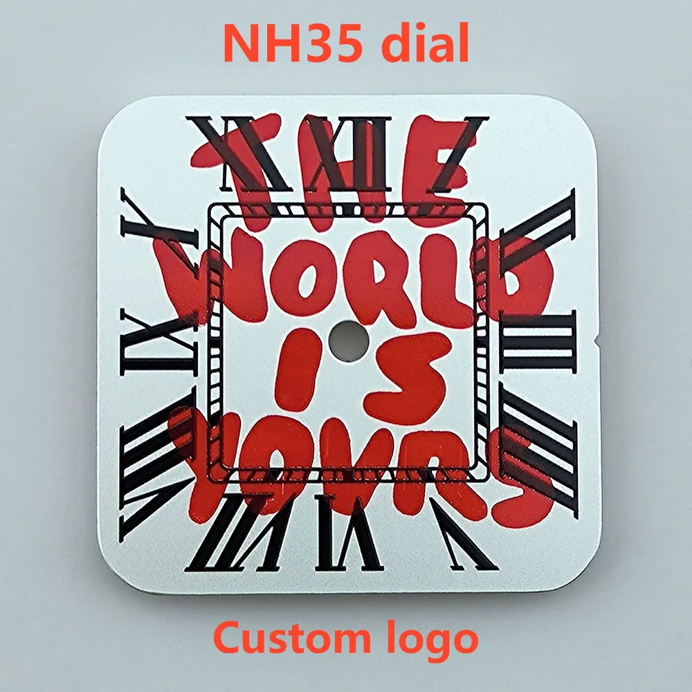 NH35 Dial S logo Custom Logo Square Dial Roma Numeral Dial Square watch fit NH35 movement Repair tools