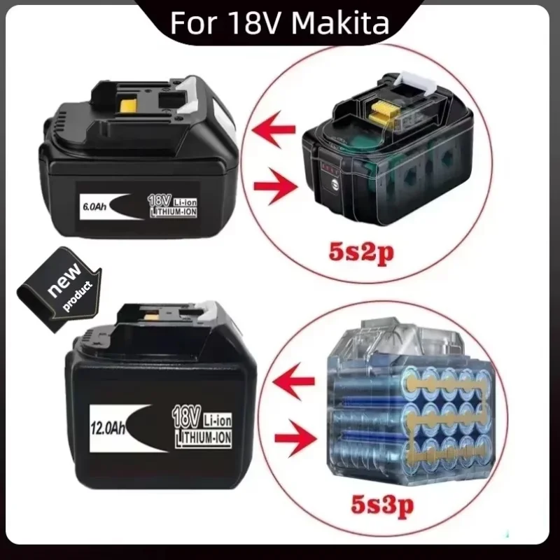 For Makita 18V Battery Rechargeable Battery 18650 Lithium-ion Cell Suitable For Makita Power Tool BL1860 BL1830 LXT400 BL1850