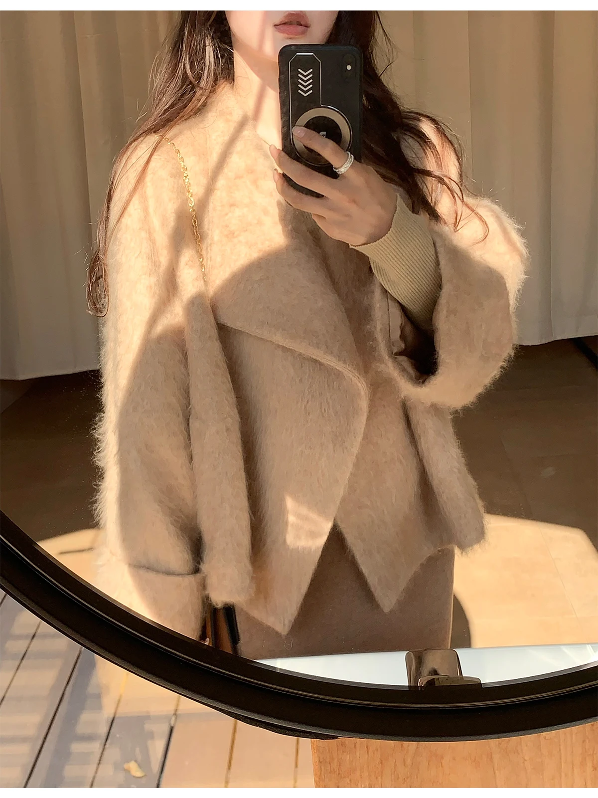 

Мягкое шерстяное пальто с эффектом кашемира, отложной воротник, 90% шерсть, 0% кашемир, женское короткое пальто, зимнее, эксклюзивно онлайн