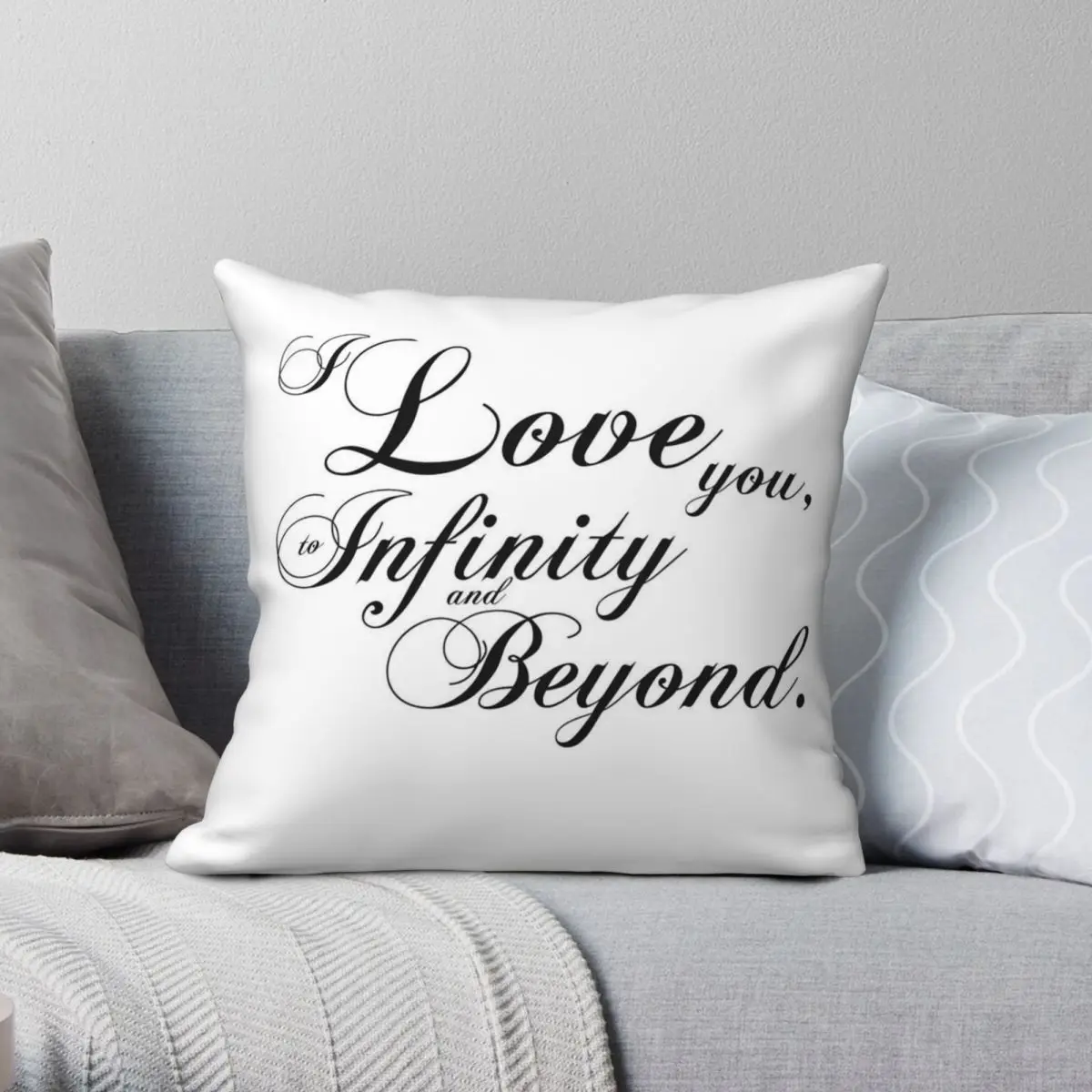 

Наволочка с надписью «I Love You To Infinity And Beyond», Полиэстеровая льняная бархатная Подушка на молнии, искусственная, для кровати, 18 дюймов